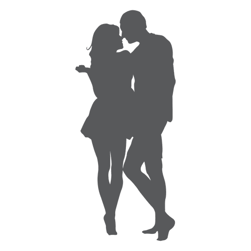 Romantic kissing lover silhouette