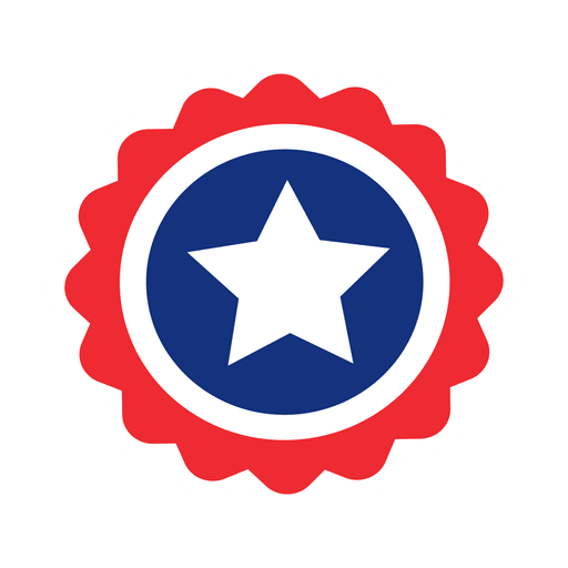 Etiqueta de bandera de estados unidos estrella redonda