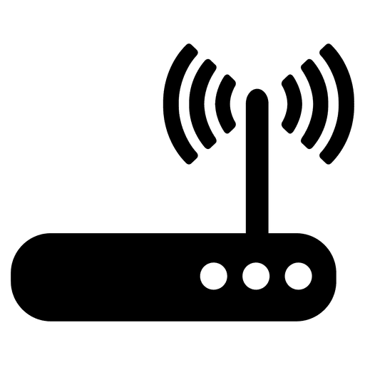 Ícone plano do roteador com sinal Desenho PNG