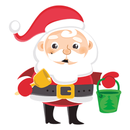 Santa cartoon carrying bell bucket PNG Design