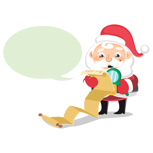Santa checking list cartoon bubble PNG Design