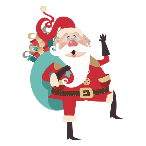 Papai Noel dos desenhos animados com presentes Desenho PNG