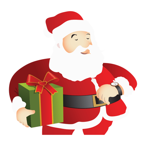 Weihnachtsmann hält Geschenk PNG-Design