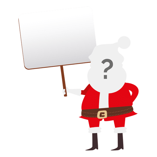 Santa Claus fragendes Gesicht das Schild hält PNG-Design