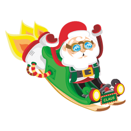 Papá noel en trineo cohete Diseño PNG