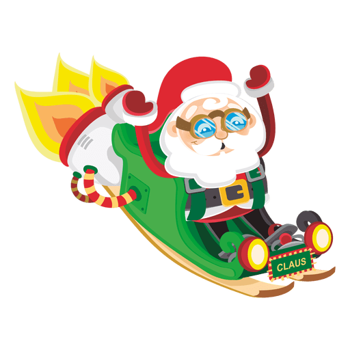 Weihnachtsmann auf Raketenschlitten PNG-Design