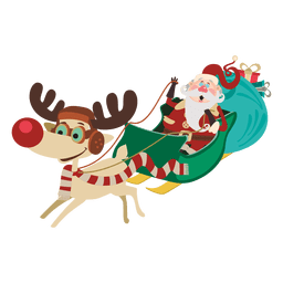 Papai Noel em desenho animado de trenó Desenho PNG