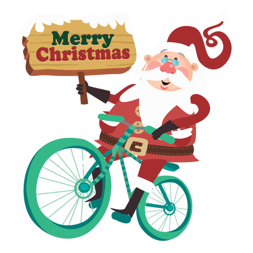 Weihnachtsmann fährt Fahrrad PNG-Design