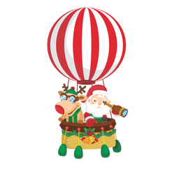 Santa ciervos en airballoon Diseño PNG