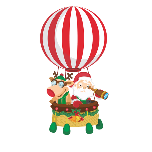 Santa deer on airballoon PNG Design