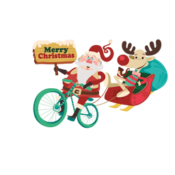 Santa dragging sleigh with bicycle PNG Design