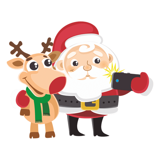 Santa reindeer capturing selfie PNG Design