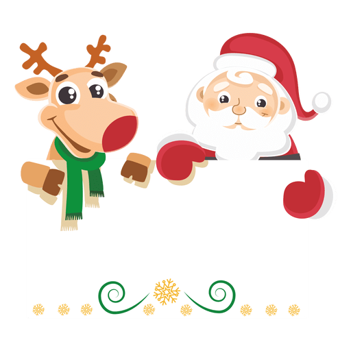 Santa reindeer holding message PNG Design