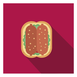 Flaches quadratisches Symbol der Wurst PNG-Design