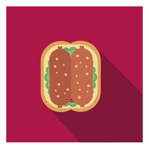 Sausage flat square icon