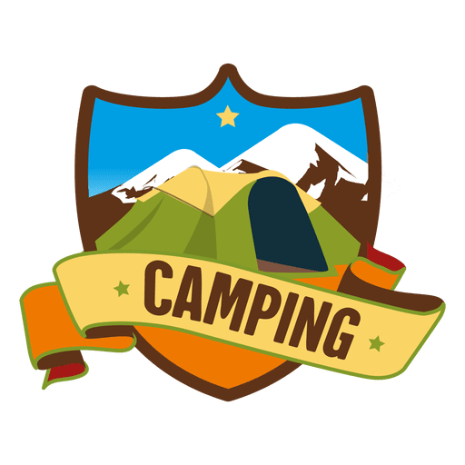 Shield camping retro badge