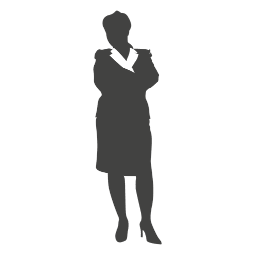 Silhouette female executive standing casually PNG Design