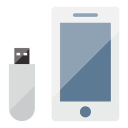 Icono plano smartphone y pendrive Diseño PNG