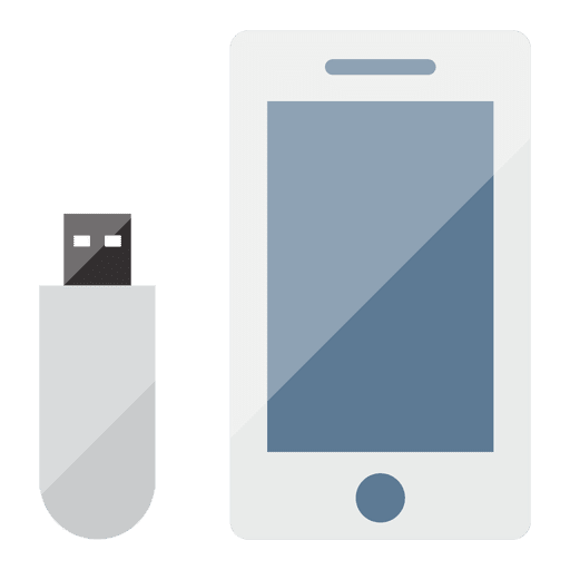 Smartphone and pendrive flat icon PNG Design