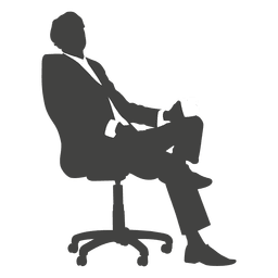 Empresário cansado sentado em uma silhueta Desenho PNG