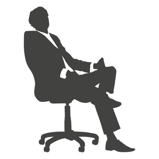 Tired businessman sitting silhouette PNG Design