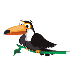 Tucano sentado no galho Desenho PNG