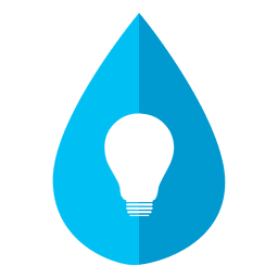 Icono de bombilla de gota de agua