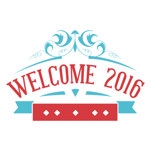 Etiqueta de bienvenida año nuevo 2016 Diseño PNG