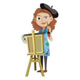 Dibujos animados de artista creativo mujer Diseño PNG
