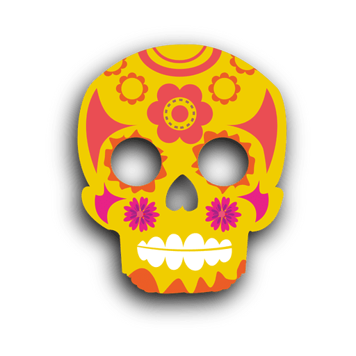 Yellow decorative sugar skull PNG Design