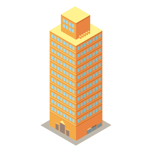 Yellow high rise isometric building PNG Design