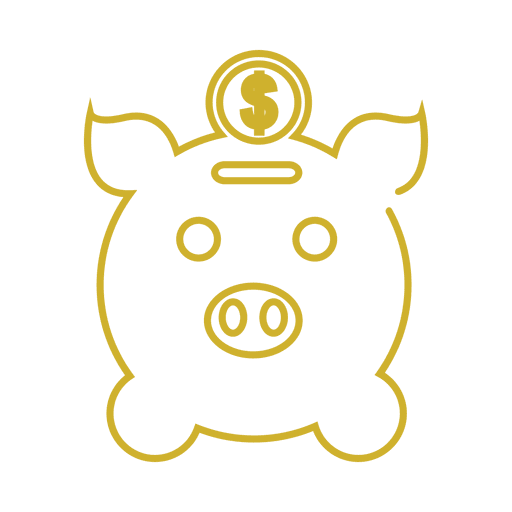 Yellow pigg bank line icon.svg PNG Design
