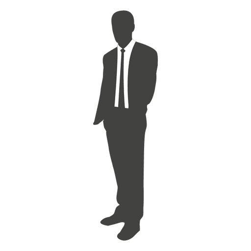 Young businessman standing silhouette PNG Design