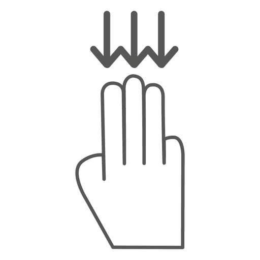 Icono de gesto de deslizar hacia abajo 3x