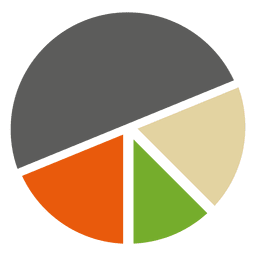 Infografía de gráfico circular de 4 partes. Diseño PNG
