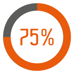 75 por ciento de infografía de anillo naranja Diseño PNG