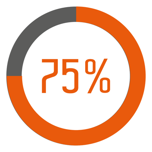 75 percent orange ring infographic PNG Design