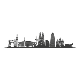 Silueta del horizonte de barcelona Diseño PNG