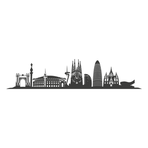 Barcelona skyline silhouette PNG Design