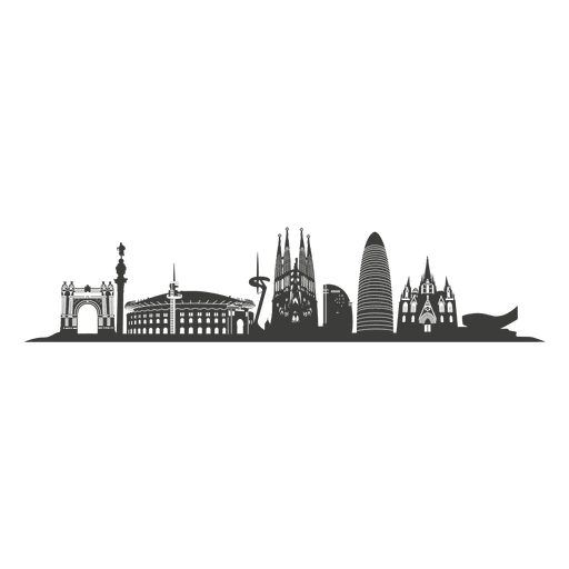 Barcelona Skyline Silhouette PNG-Design