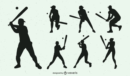 Baseball batting position silhouettes