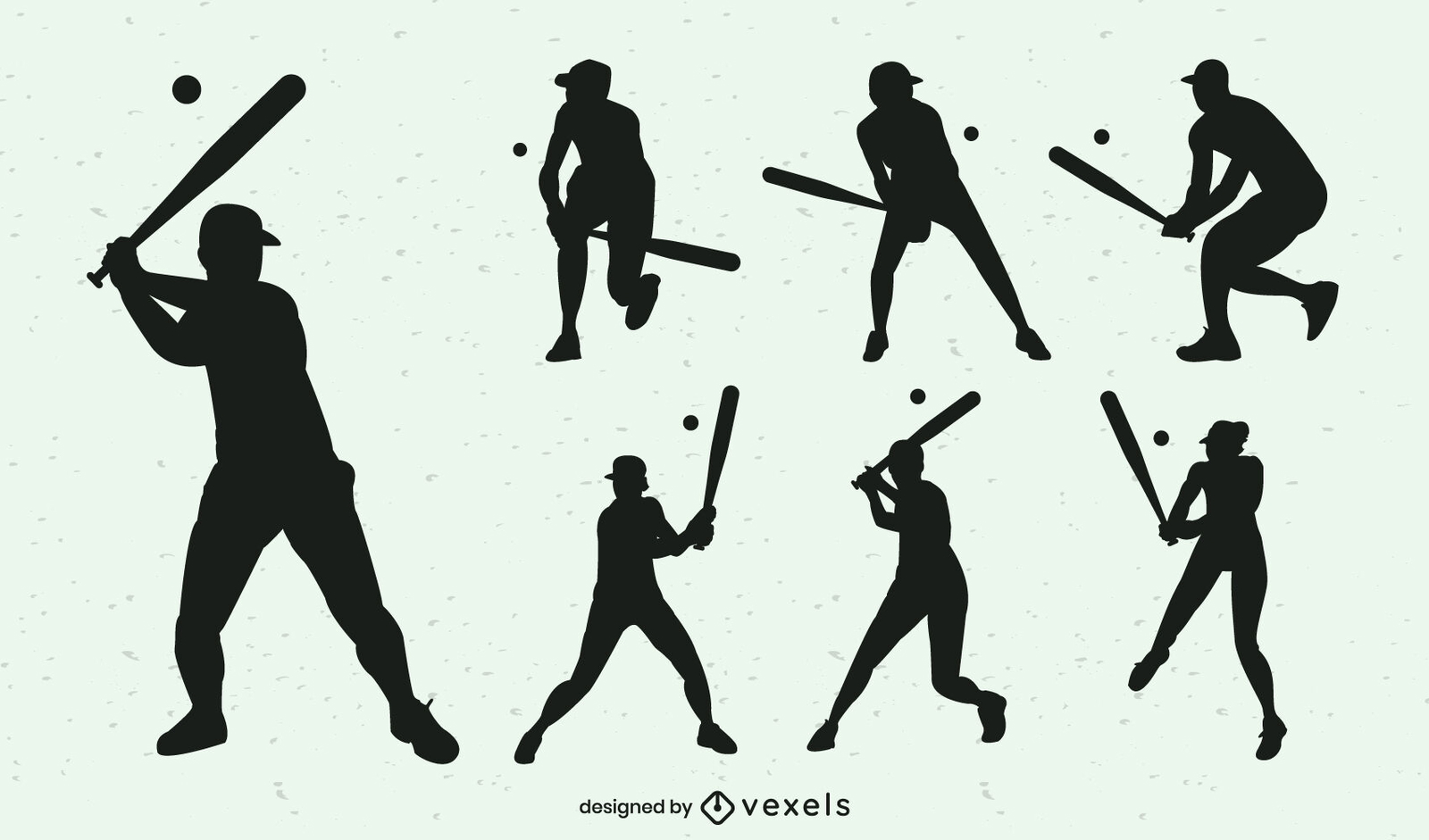 Silhuetas de posição de rebatidas de beisebol