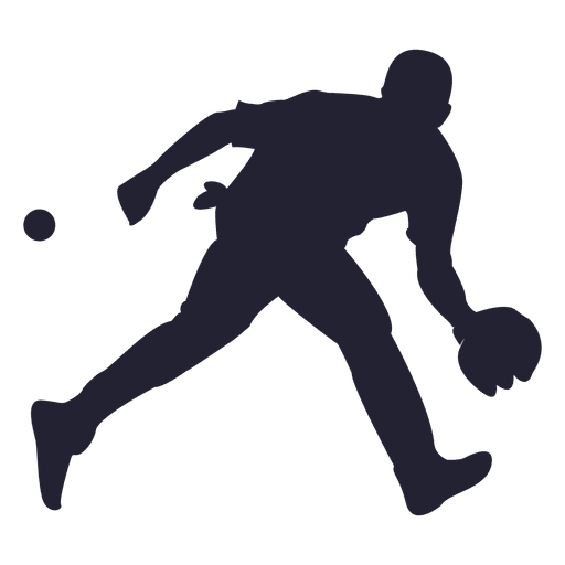 Baseball player catching ball silhouette