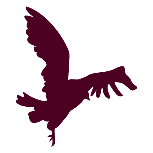 Bird flying close to landing silhouette PNG Design