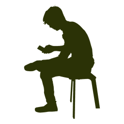 Boy checking mobile silhouette PNG Design Transparent PNG