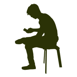 Niño comprobando silueta móvil Diseño PNG