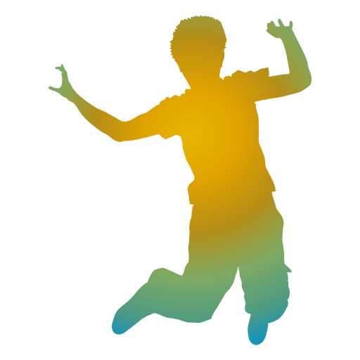 Silhueta de menino colorido pulando Desenho PNG