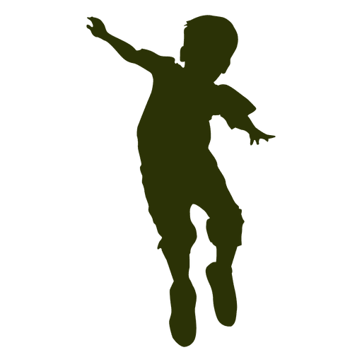 Boy suspended in a jump silhouette