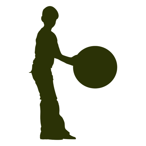 Boy picking ball silhouette 1 PNG Design