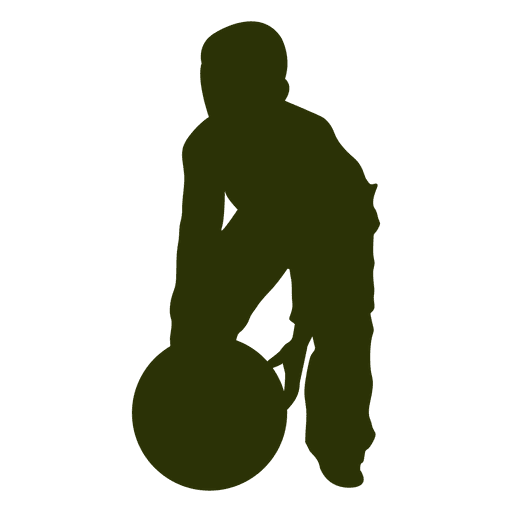 Boy picking ball silhouette PNG Design